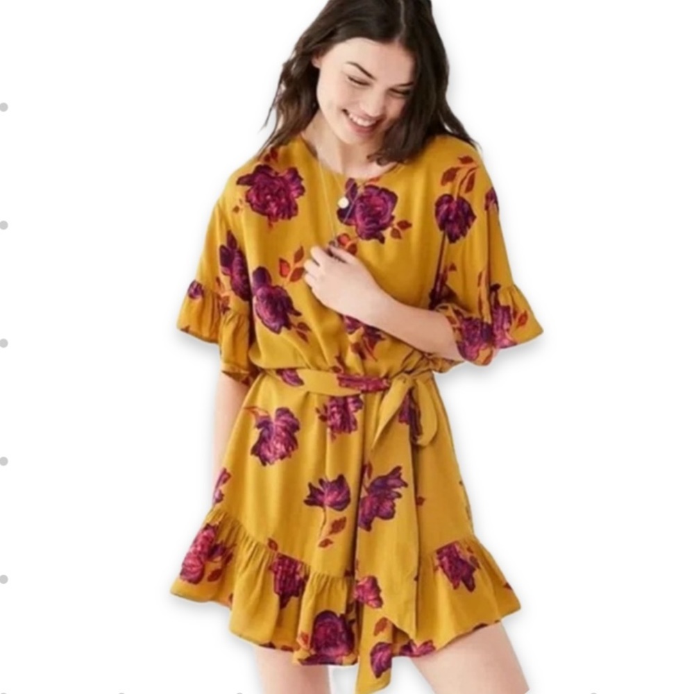 Urban Outfitters Yellow Floral Mini Dress